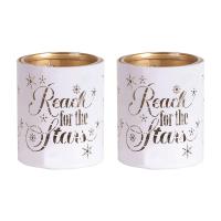Aroma White & Gold Reach for the Stars 2 Tealight & Votive Holder Set Extra Image 1 Preview